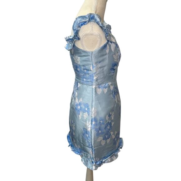 Lulus Pop the Bottle Mini Dress Blue Women’s Small Bridal Regencycore Bridgerton - Picture 3 of 16